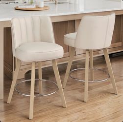 2X Ivory 26” swivel faux leather barstools