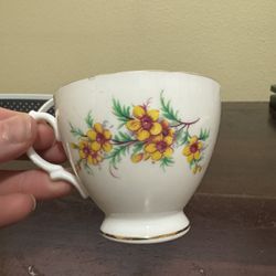 Vintage Royal Vale (Fine Bone China) Tea Cup  (Yellow Pink Floral) England