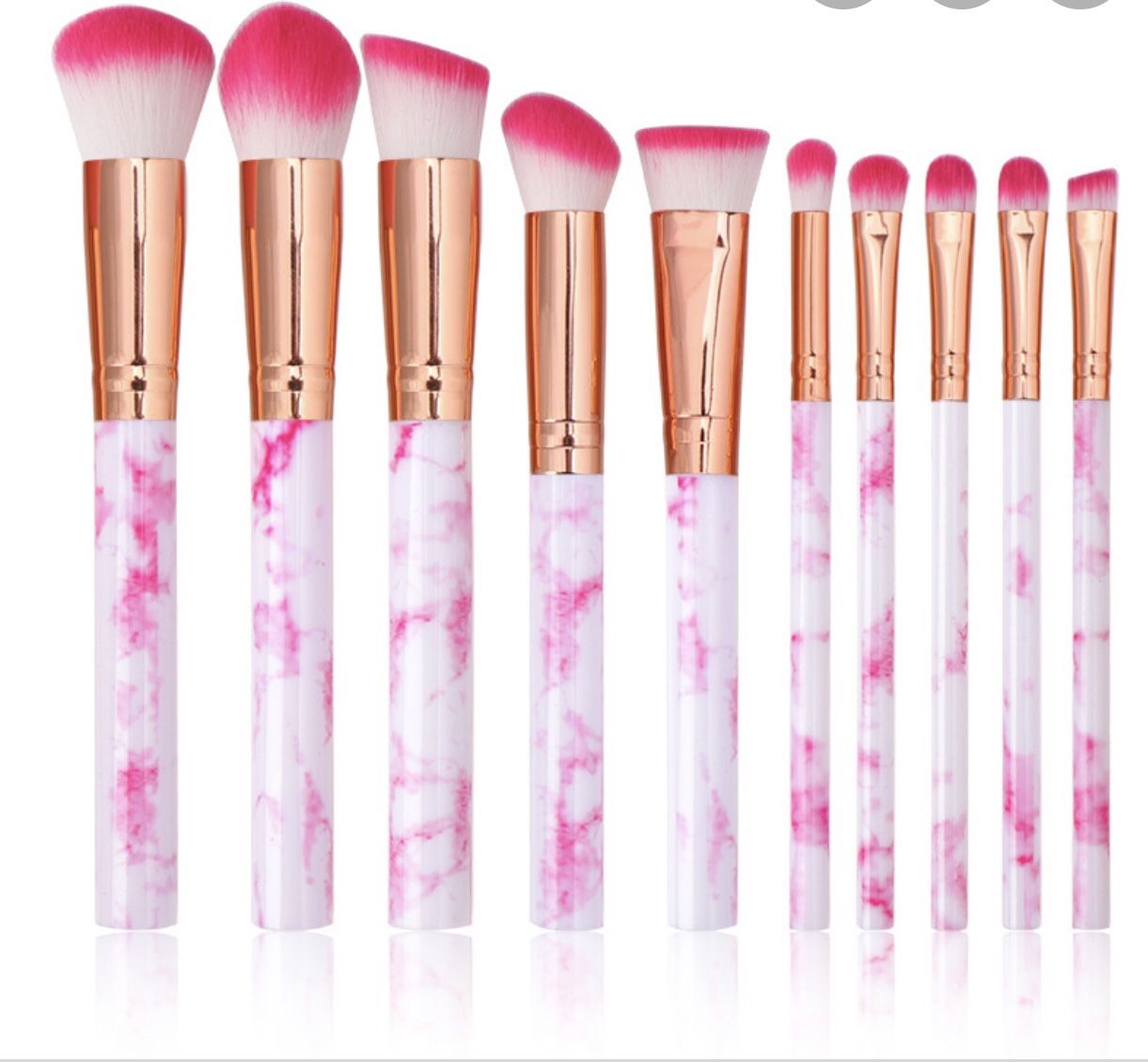 Hot Pink Marble Makeup Brush Set