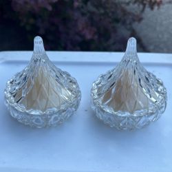 Set Of 2 Hershey Kiss Shaped Glass Candle Holders