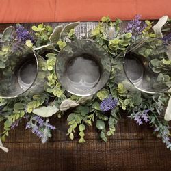 Floral Decor 3pc Glass Candle Holder 