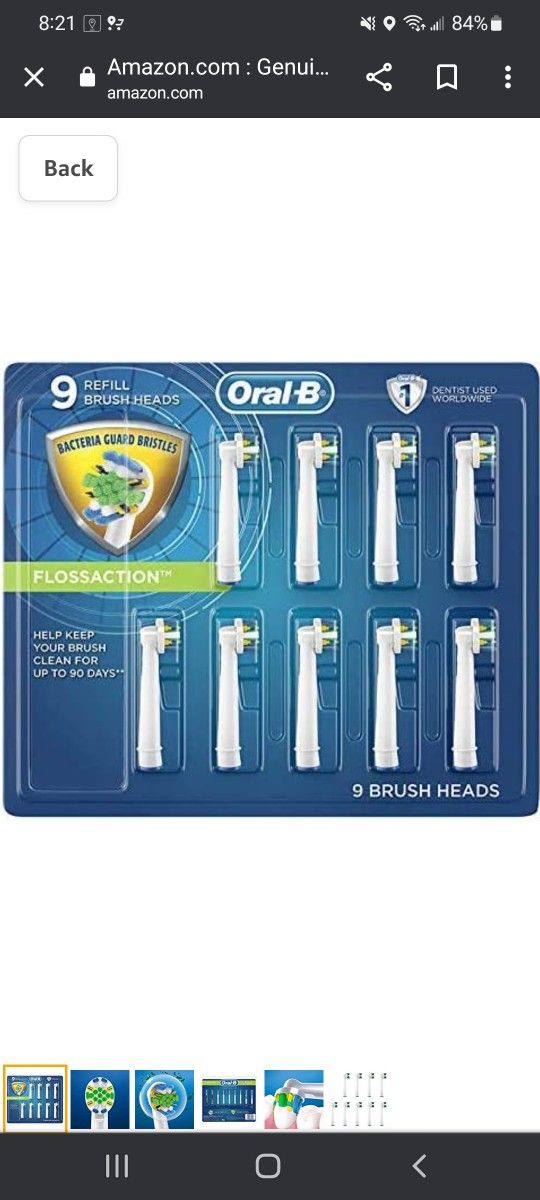 Genuine Original Oral-B Braun Floss Action Replacement Rechargeable Toothbrush Heads Refill