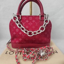Auth Louis Vuitton Monogram Satin Nano Alma Bag
