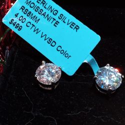 🎄🎁💎ALL SS-925, 4.00 CARATS OF GENUINE MOISSANITE STUD EARRINGS!! MAN, IS SHE GOING TO LOOOVE YOU!! 💎🎄🎁😍😘🥰😁