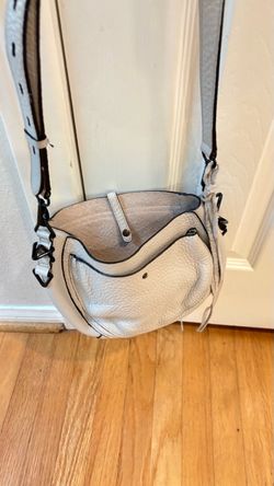 Rebecca Minkoff White and Black Studded Pebbled Leather Saddle Crossbody Bag