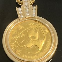 1985 Panda Bear 14k Gold W/ 15.5” Or a 16” Necklace