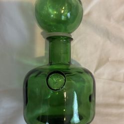 Italian Green Glass Decanter, Made in Empoli, Italy. 