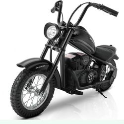 ELEMARA Electric Dirt Bike, 15 Mph & 150lb Max, 24V Ride On Toy For Big Kids W/LED Lights & Power Display, Chain-Driven Motor, Twist-Grip Throttle, Sh