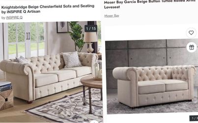 ✨ Elegant Chesterfield Sofa & Loveseat Set – Excellent Condition ✨