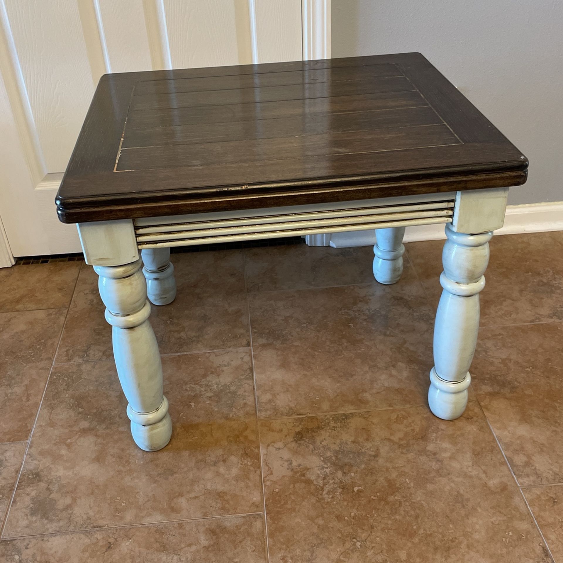 Real Wood Plank End Table 28Lx24Wx22H Country Rustic