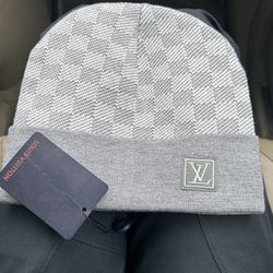 Grey Louis Vuitton Checker Board Hat