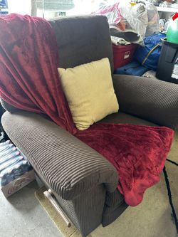 Brown Ribbed Suede Reclining Sofa chair