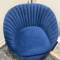 Beautiful Blue Suede Swivel Chair