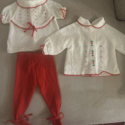 Vintage Early 1980s Baby Girl Sweaters And Pants.