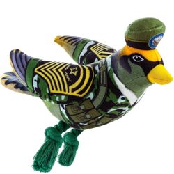 New never used Dog Squeaky Toys, Cute Funny Plush Pigeon Soldier Chew Toys 11" for Small Medium Dogs(Green)