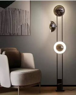 High End Designer Marble Base Trumpet Floor Lamp, Smoked Glass 3 Light, LED Floor Lamp - brand new