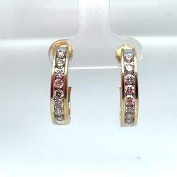 10KT Yellow Gold Diamond Small Hoop Earrings 3.80g .75CTW I-546