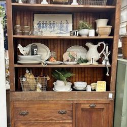 Antique hutch,  bookcase, bakers cabinet with flour drawer