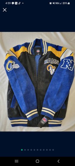 NFL Los Angeles Rams Letterman Embroidered Faux Jacket Mens Size Small