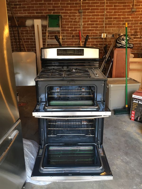 Jennair electric/gas dual fuel stainless double oven range jenn air