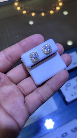 Diamond Halo Cushion Stud Earrings