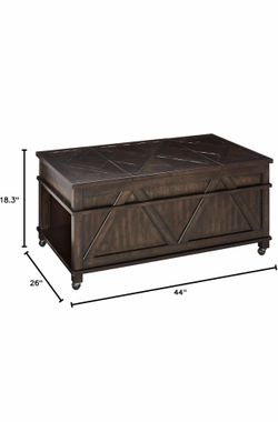 Dark brown coffee table with storage drawers