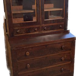 Vintage hutch with fold-down desk top