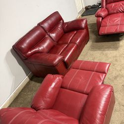 3 Piece Leather Sofa Recliner Set 