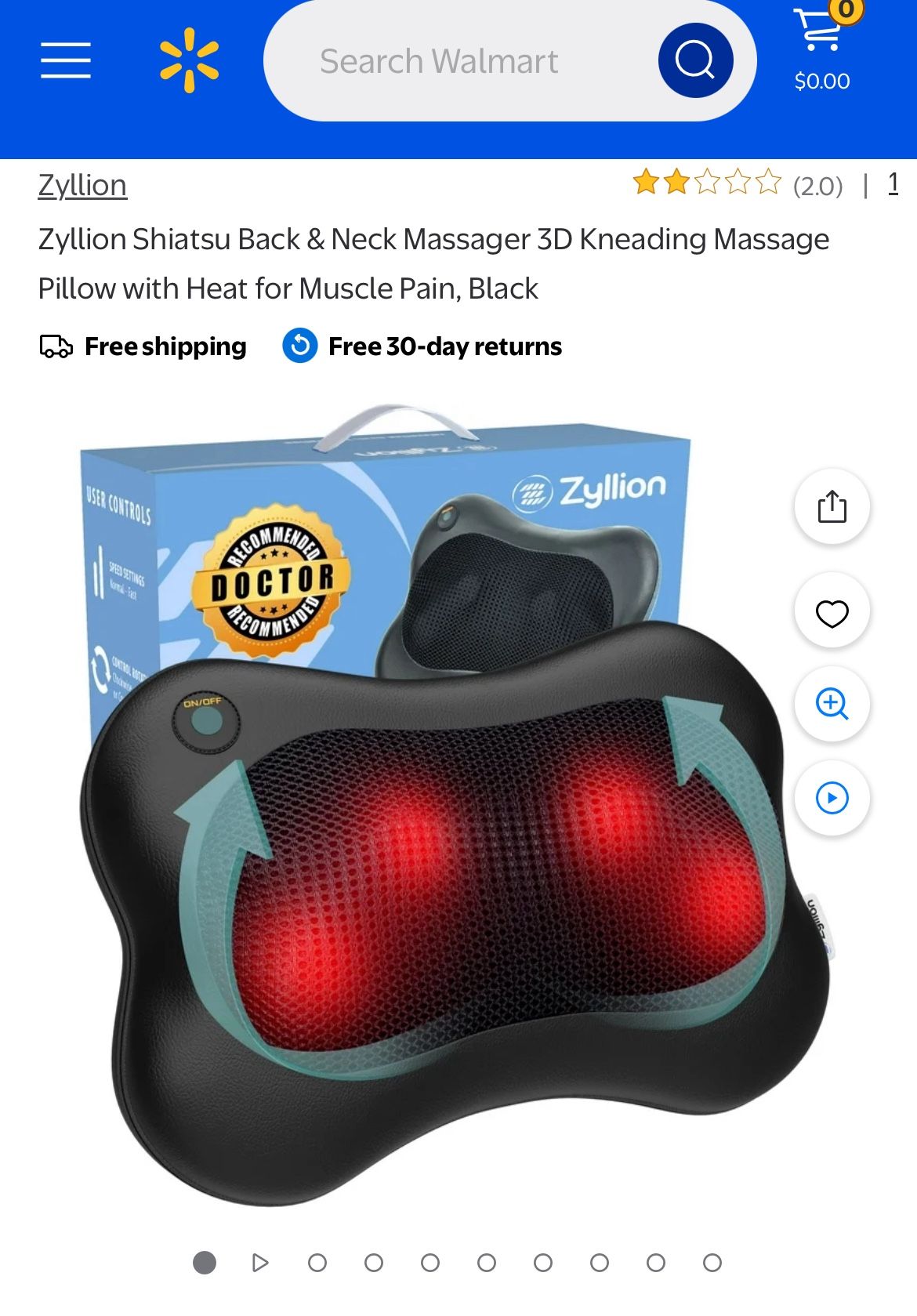 New Zyllion Shiatsu Back and Neck Massager 3D Kneading Deep Tissue