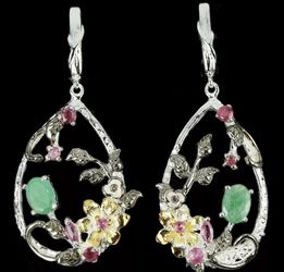 Ruby and emerald earrings