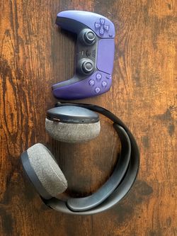 Purple ps5 controller with sony pulse headset