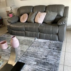 Grey Leather Reclinable Couches 