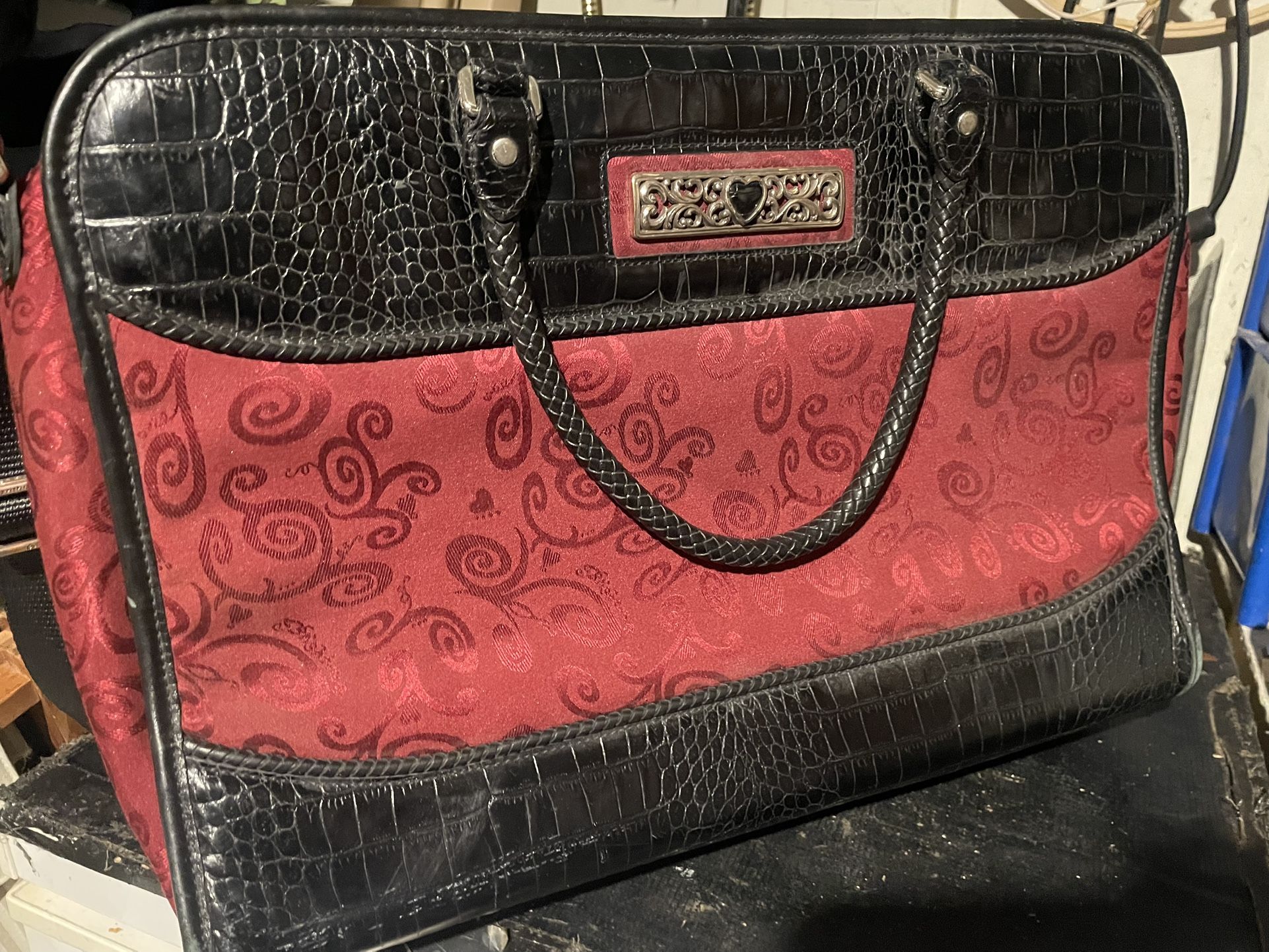 Brighton Black Heart Gator/Croc Skin Bag