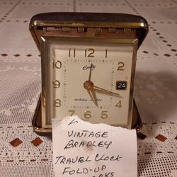 VERY UNIQUE LOOKING Antique Bradley Travel CLOCK  Even  THE  Alarm  WORKS 