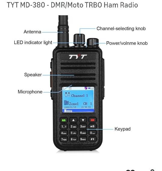 TYT MD-380 UHF Analog/Digital DMR Radio + USB cable