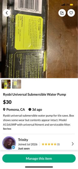 Ryobi Universal Submersible Water Pump A116UWP