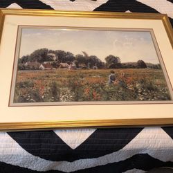Professionally framed triple matted, print European countryside
