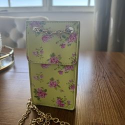 Floral Mini Crossbody Phone Bag with Gold Chain 