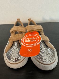 Wonder Nation Toddler Girls Glitter Two Strap Skate Sneakers