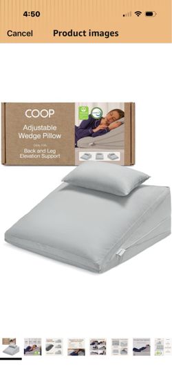 Coop Home Goods Adjustable Wedge Pillow, Ergonomic Memory Foam Pillow for Elevated Leg & Back Support, Pregnancy, Acid Reflux, Sleep Comfort & Recover
