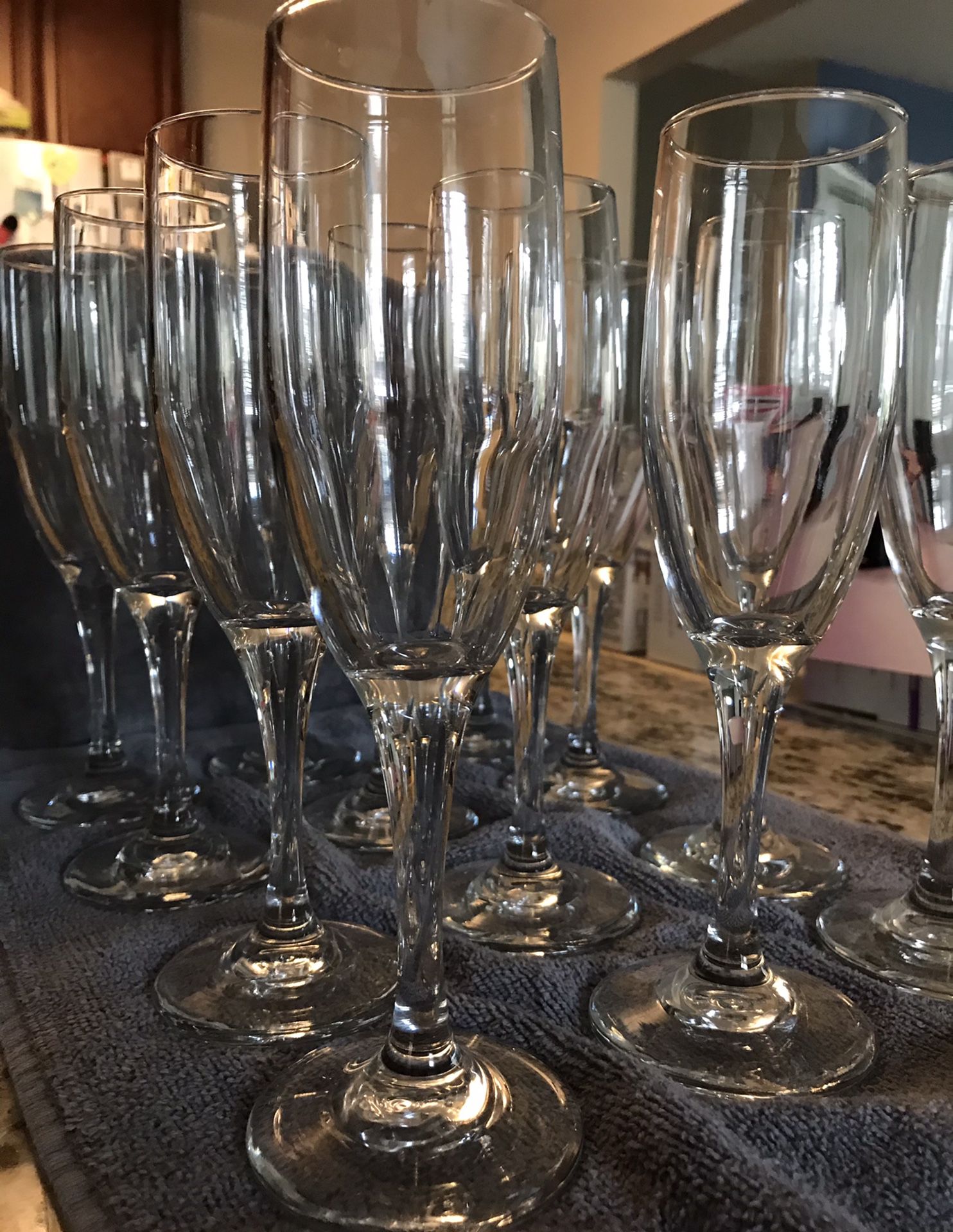 Glass Champagne Flutes - Set of 12. Reduced.