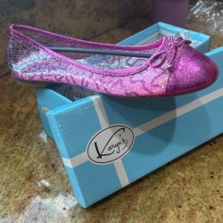 Ladies Magenta Sparkle Slip On Shoes