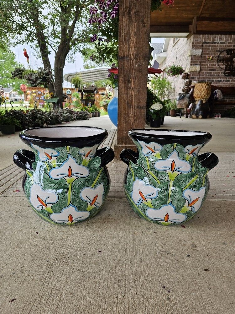 Talavera Alcatraz Clay Pots, Planters,Plants, Pottery $55 cada uno.