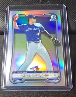 2026 Bowman Chrome Kazuma Okamoto Red Rookie RC Chrome Refractor #94 Blue Jays