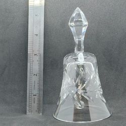 Vintage Elegant Clear-Cut Crystal Bell  5" Tall Dinner Bell w/ Rose Engraving