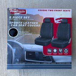 Pair Universal Front Seat Covers Faux Leather