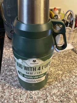 Manna 64 oz Stainless Steel Jug with 4 Cups
