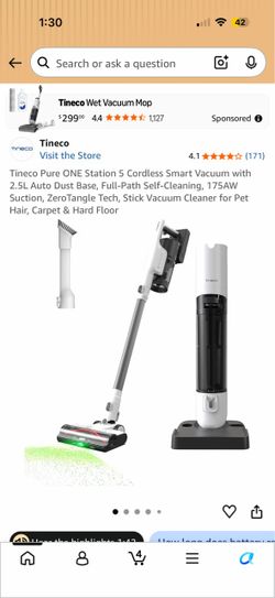 Tineco Pure ONE Station 5 Pro Cordless Vacuum, Automatic Dust Collection, Full-Path Self-Cleaning, ZeroTangle Brush, Up to 100 Minutes Runtime, Stick