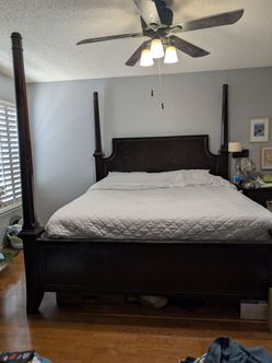 King size bed frame and box   mattress not included