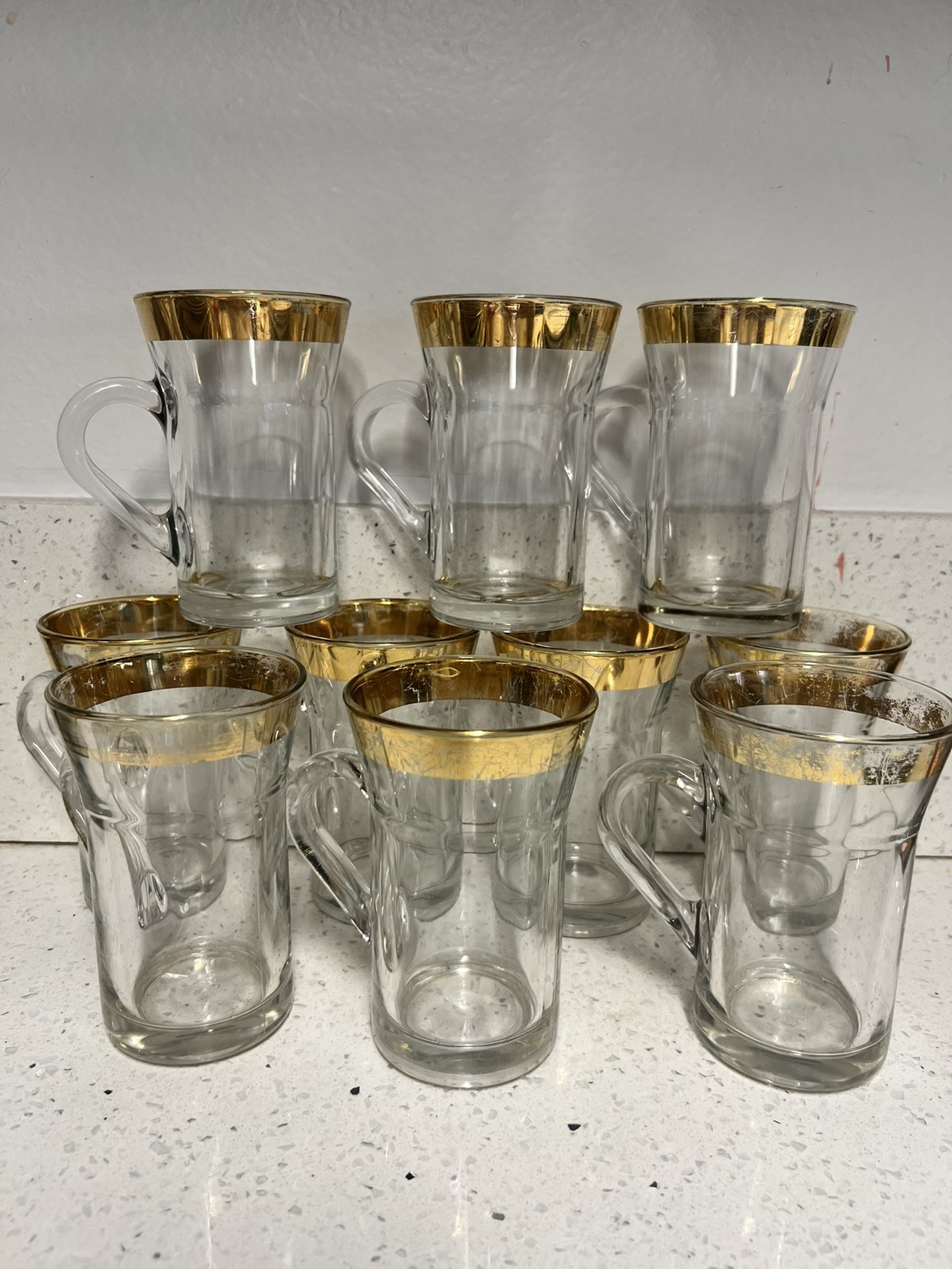 Gold Rim Tea Glass Cups